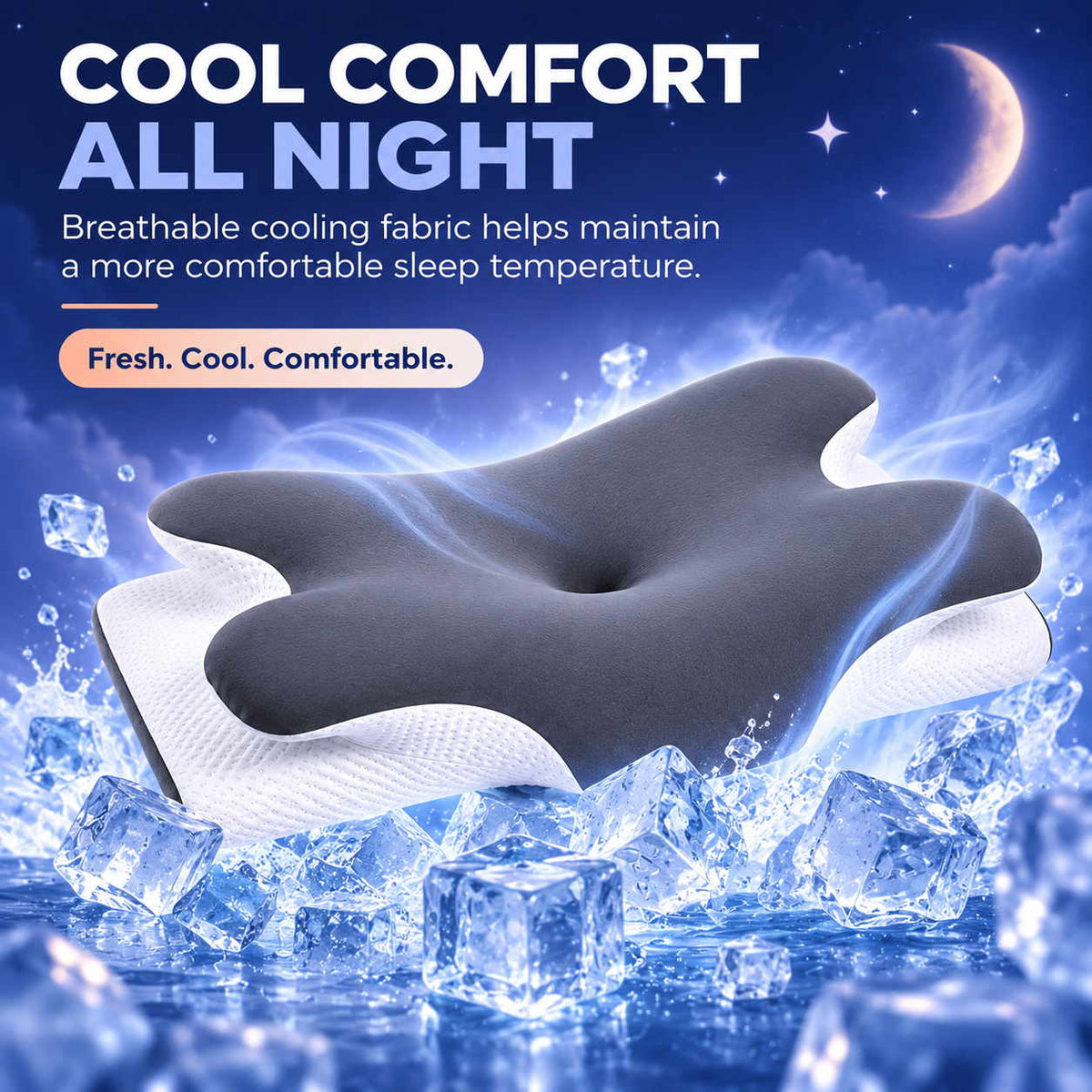 ERGONOMIC NECK SUPPORT FOR COOLER, BETTER SLEEP
