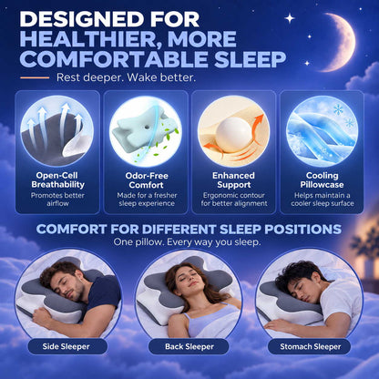 ERGONOMIC NECK SUPPORT FOR COOLER, BETTER SLEEP